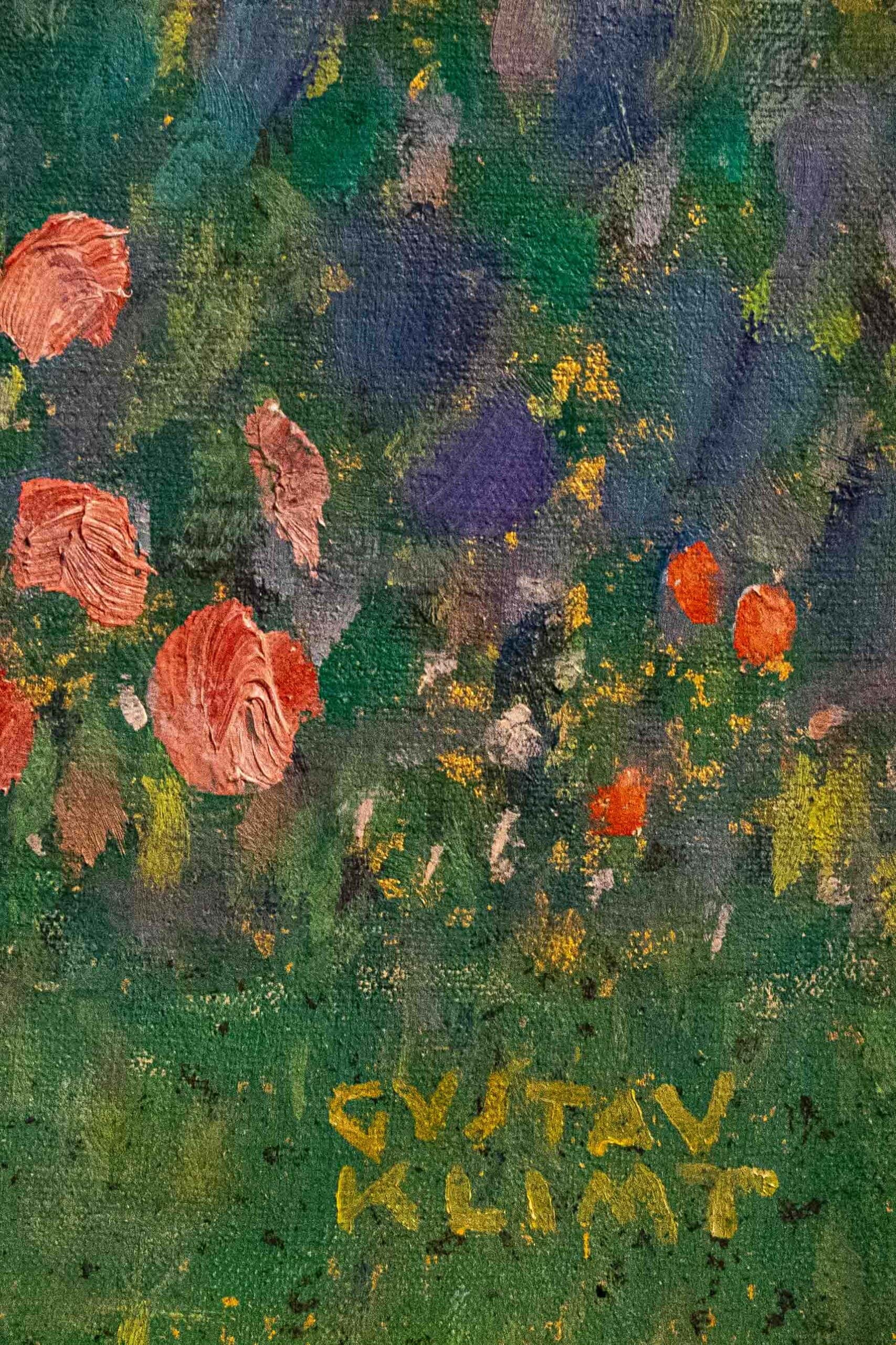 Detail of Gustav Klimt's signature on a painting in the Belvedere