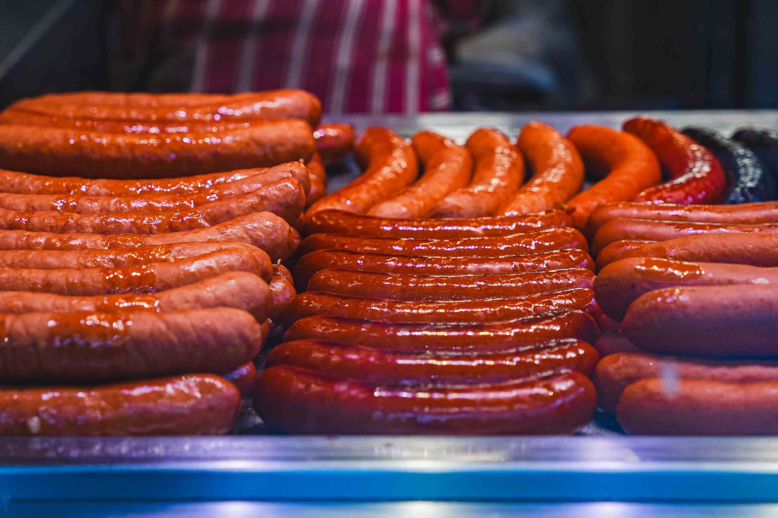 Sausages on display at the Bitzinger wurstel stand