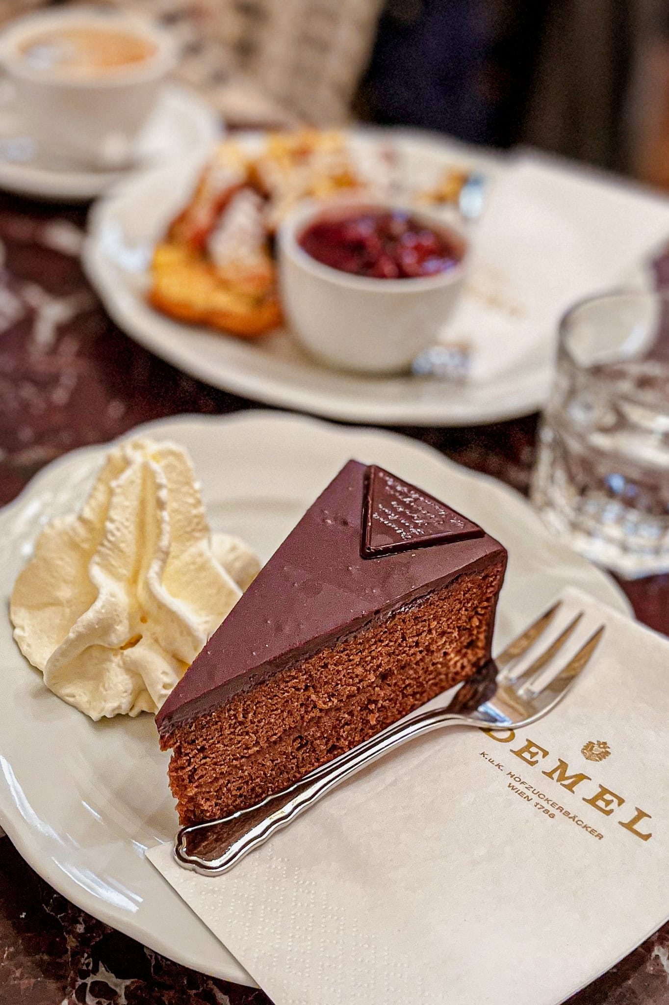 Sachertorte at Cafe Demel, which we enjoyed during our 4 days in Vienna in December