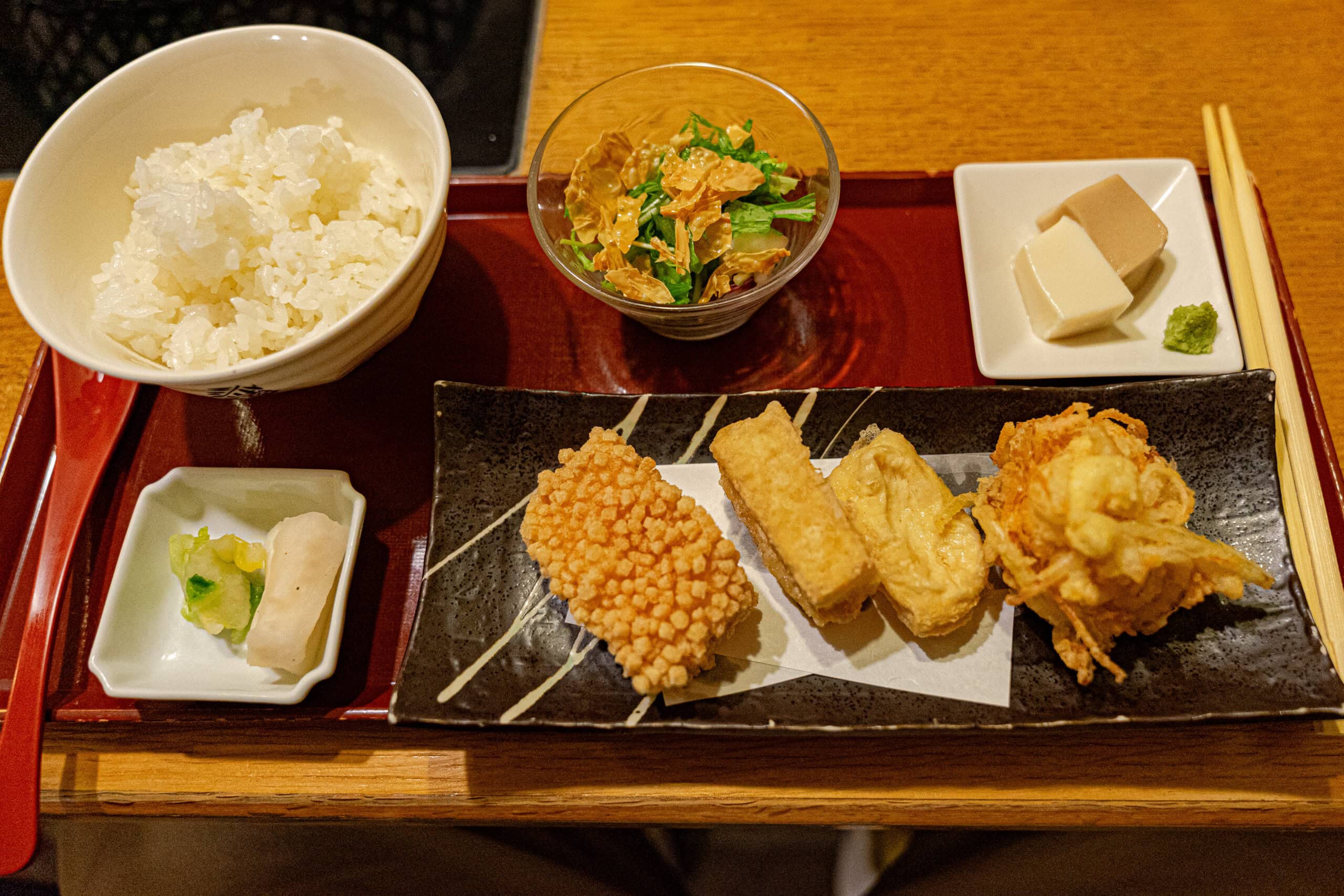 Tofu prepared in various ways, Kyotofu Fujino restaurant at Kyoto Station
