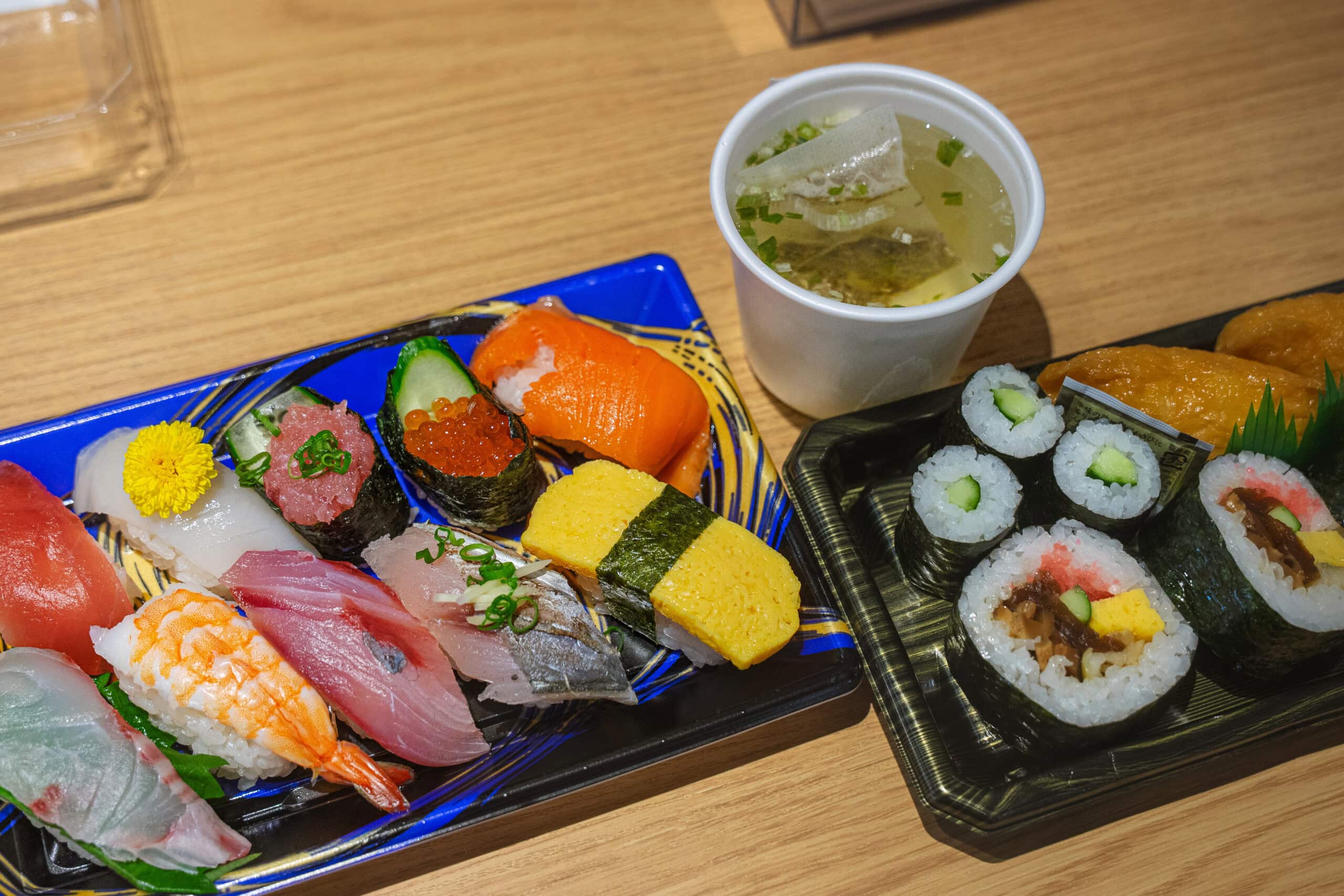 Sushi and sashima we had for breakfast at Ekie at Hiroshima station