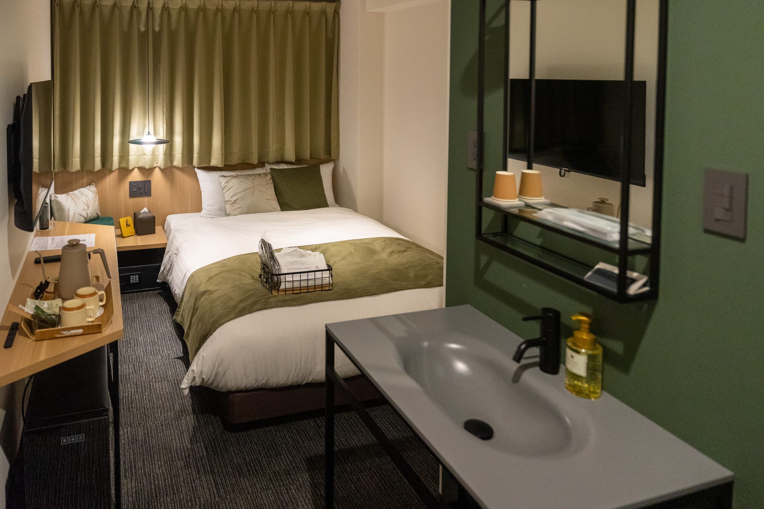 Our double room at R Hotel Namba Daikokucho where we stayed on our 2 days in Osaka itinerary