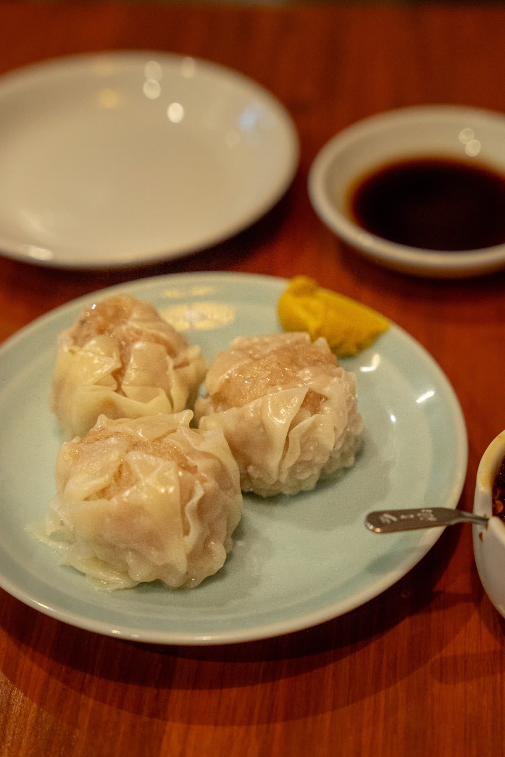 A plate of steamed shumai