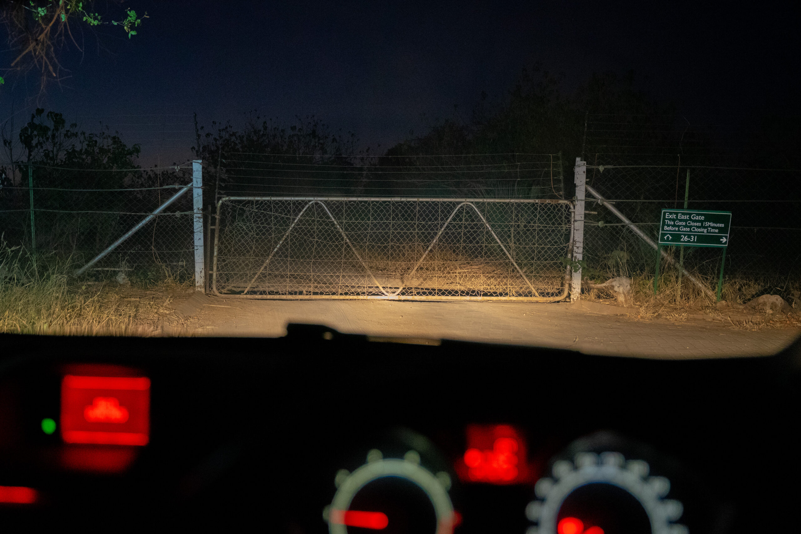 Singwedzi back gate at 5:55 in the morning. It's still dark