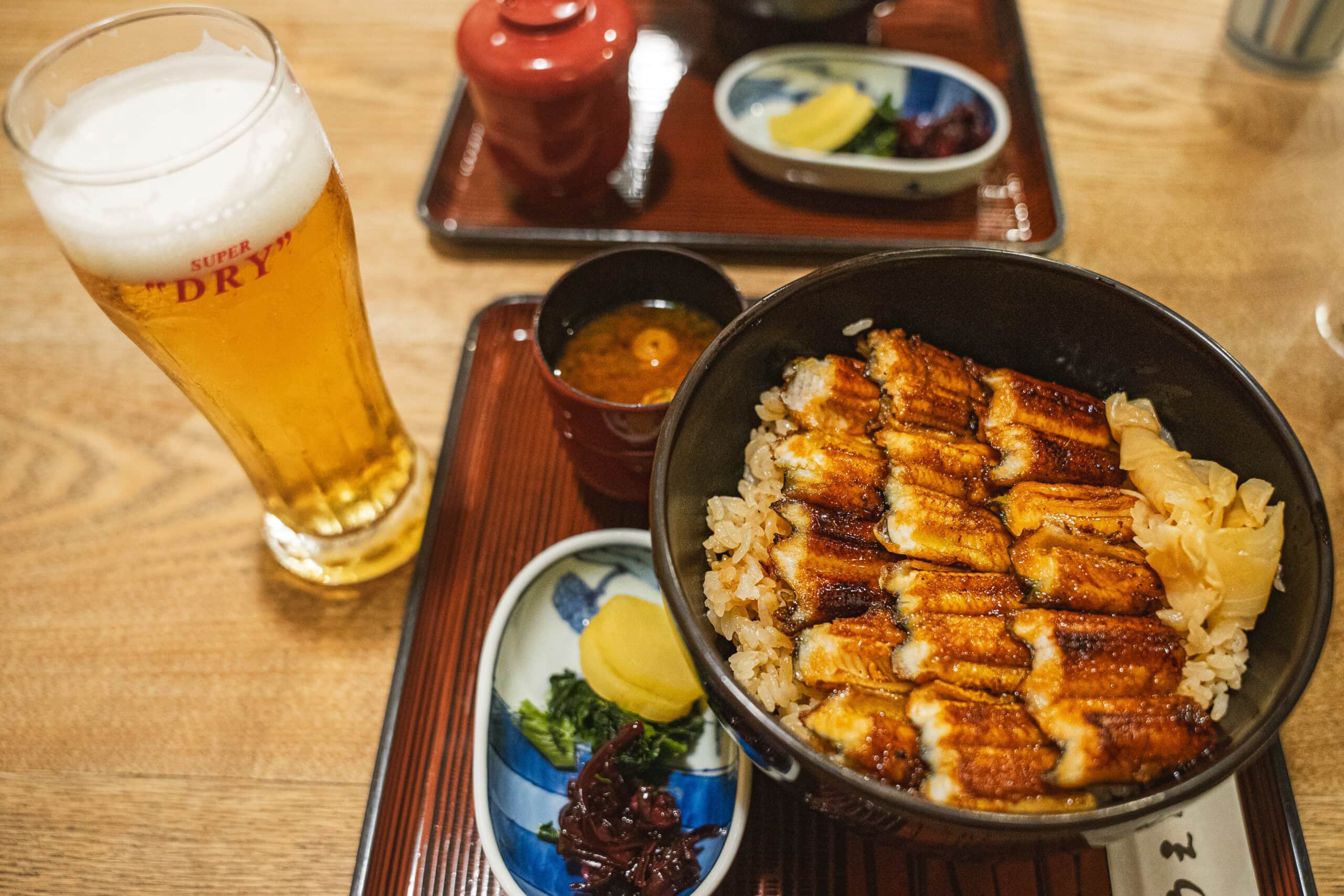 Eel and rice with a beer that we had for dinner