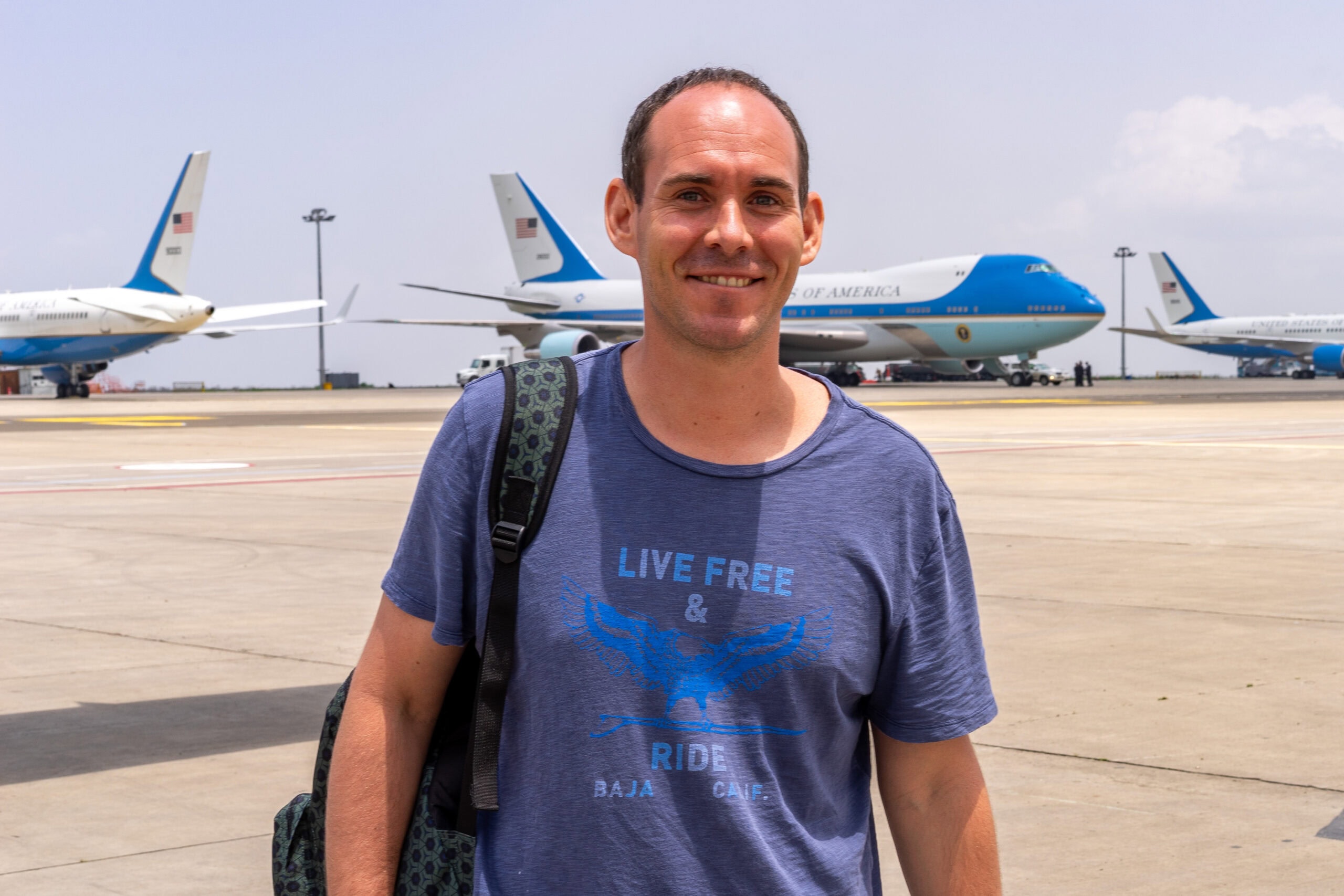 A photo of myself standing in front of Obama's Air Force ! at Bole International Airport during my first trip to Ethiopia