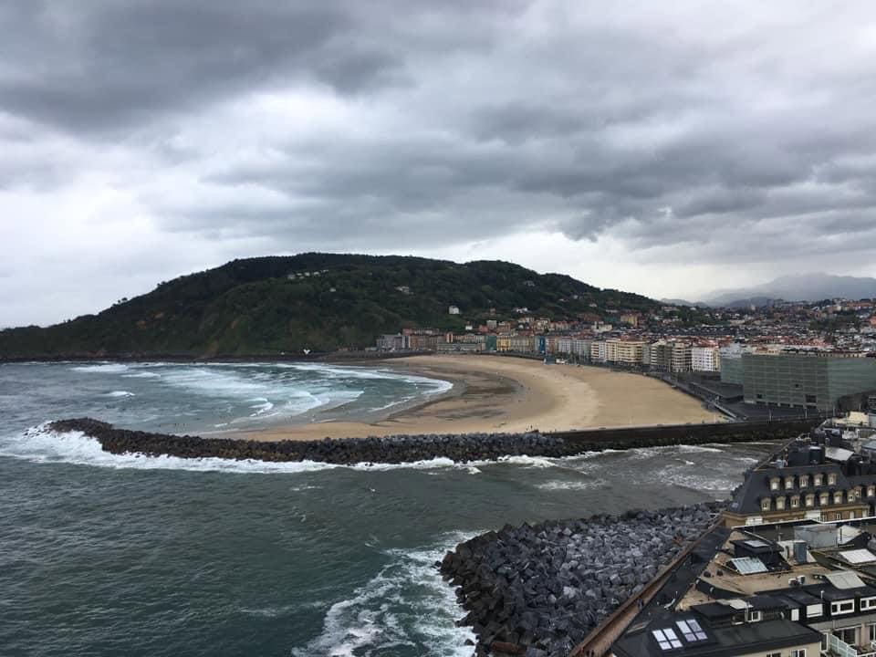 Scene of the beach in San Sebastian, Spain