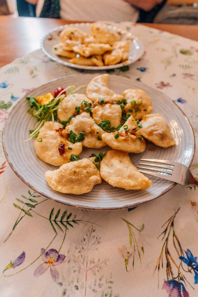 A plate of fried dumplings eaten in Krakow