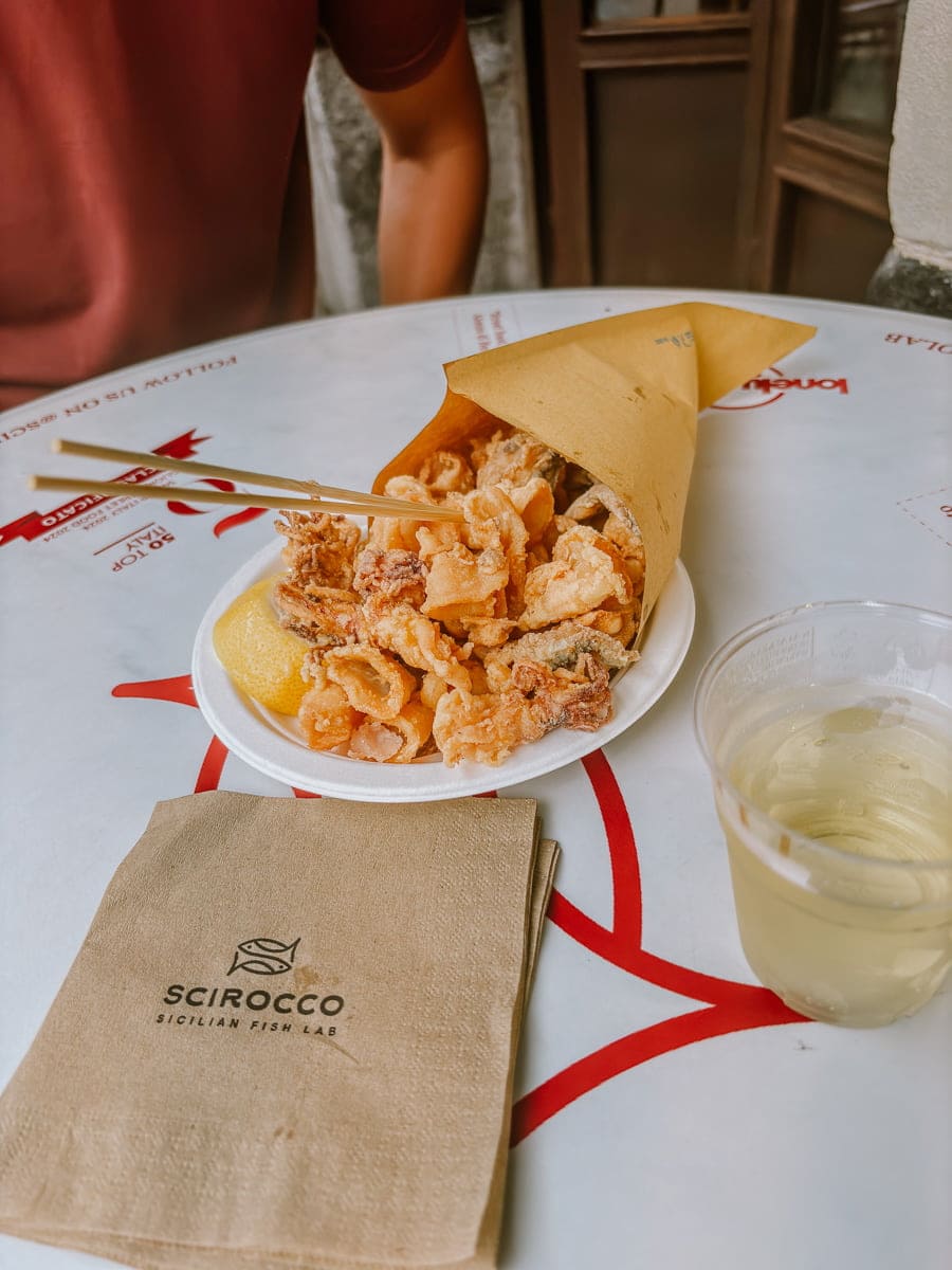 Seafood cone from Scirocco in Catania Italy
