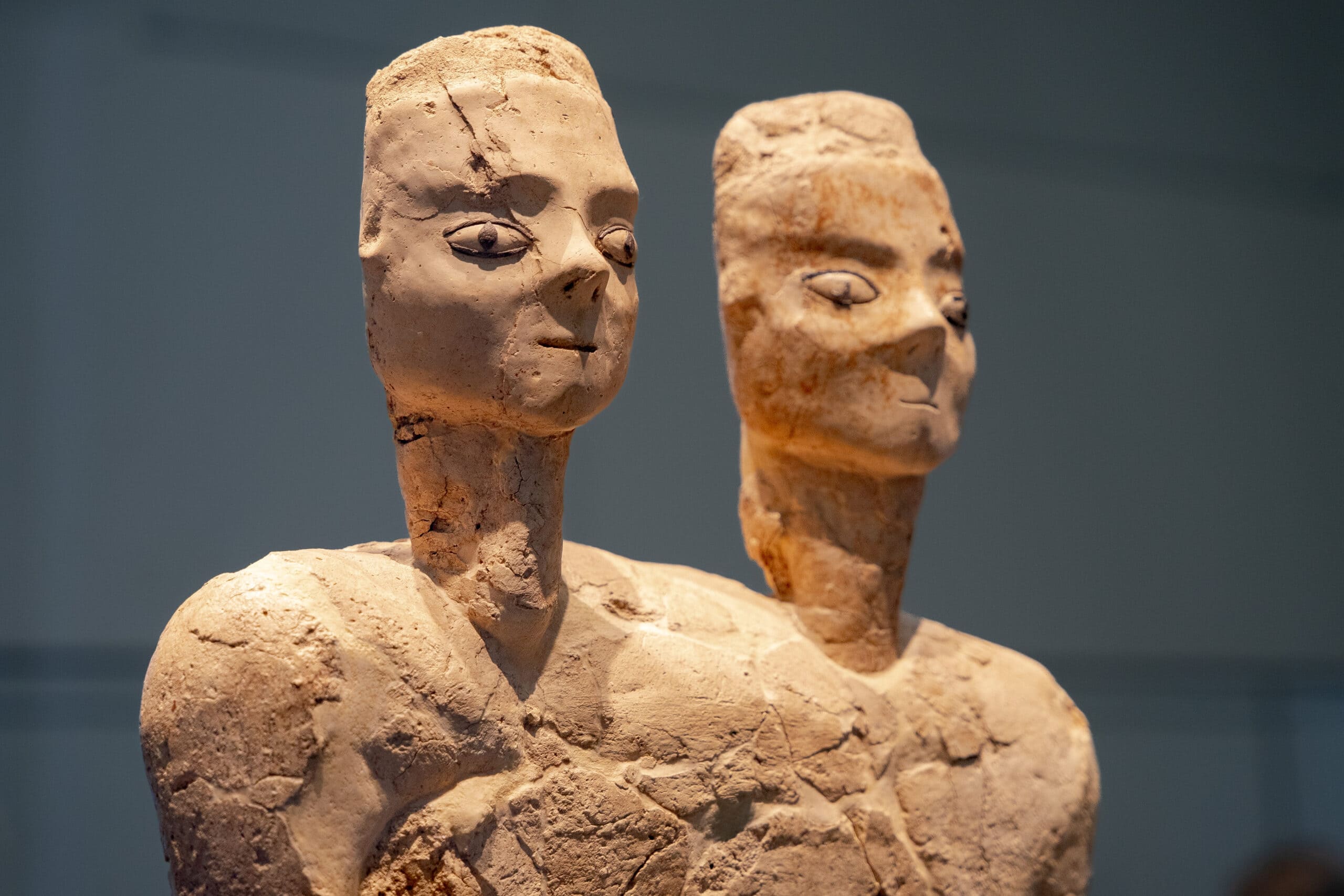 Monumental Statue with Two Heads, a statue from Jordan on dislpay in the Louvre Abu Dhabi