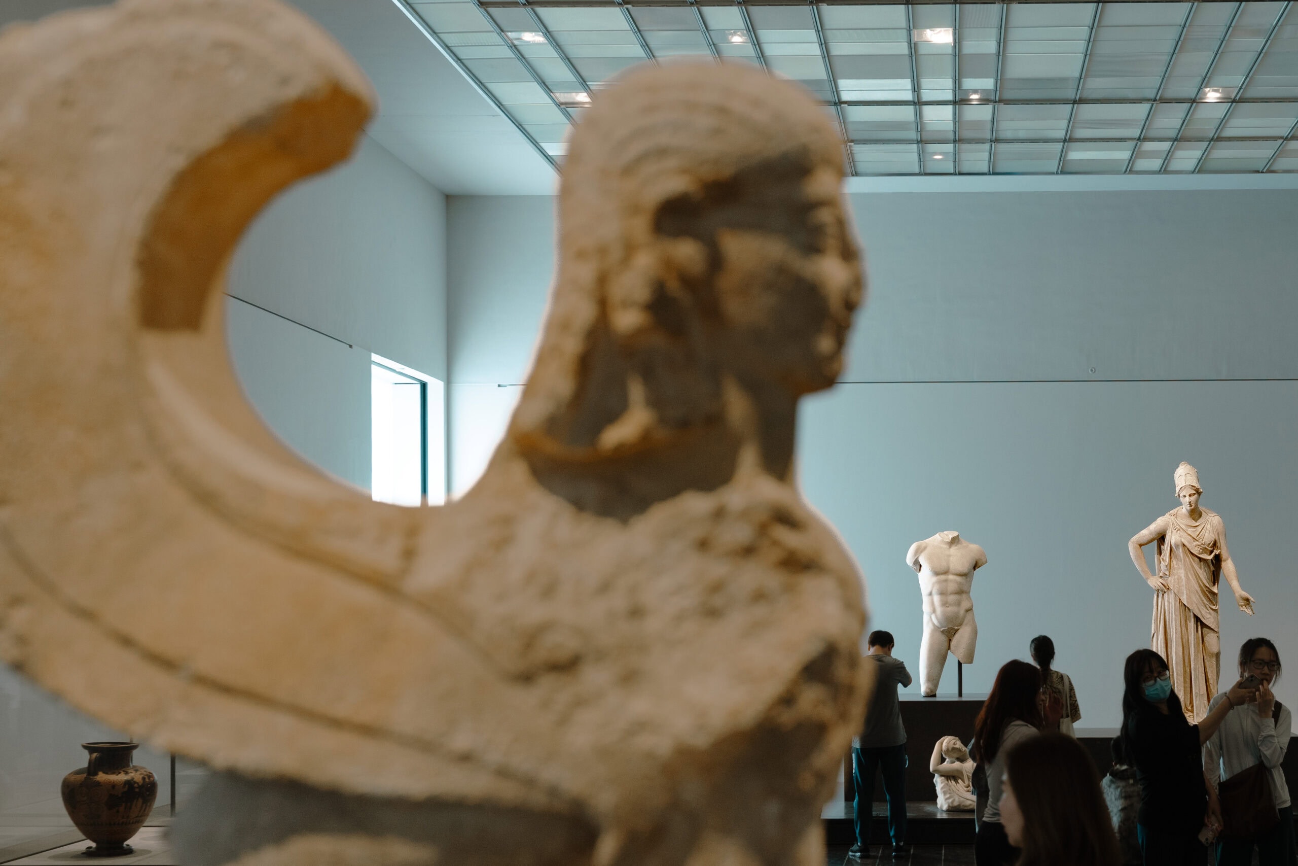 Greek statues on display, Louvre Abu Dhabi