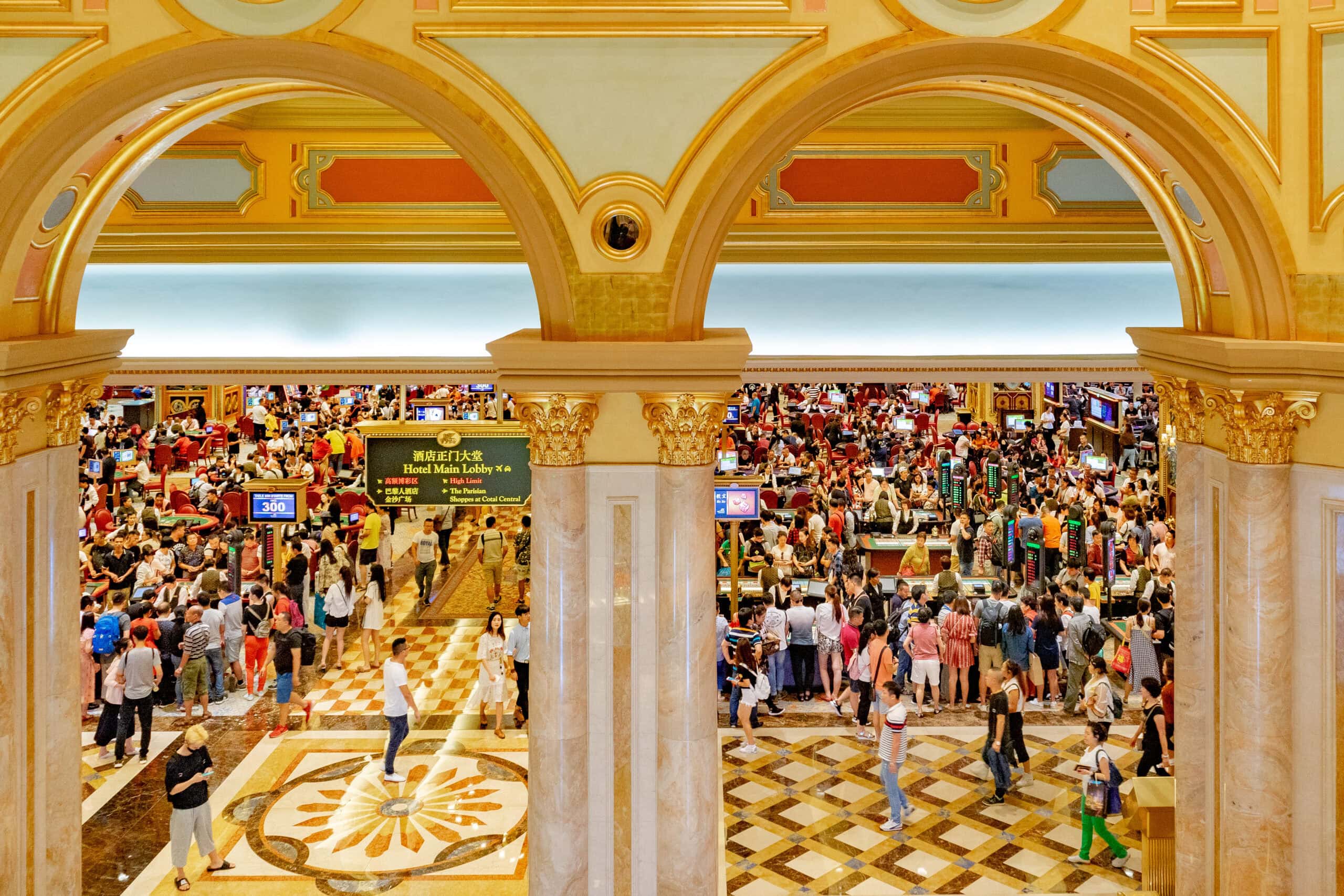 A very busy casino floor of the Venetian in Macau
