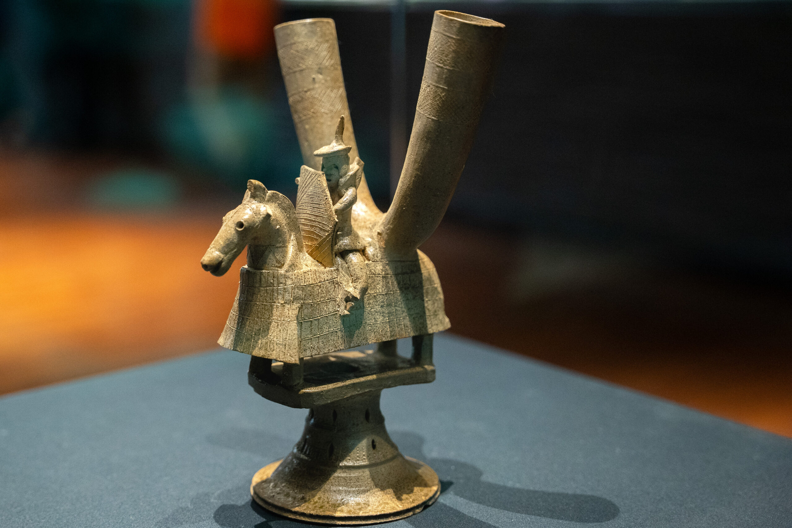 Mounted Warrior-shaped Horned Vessel