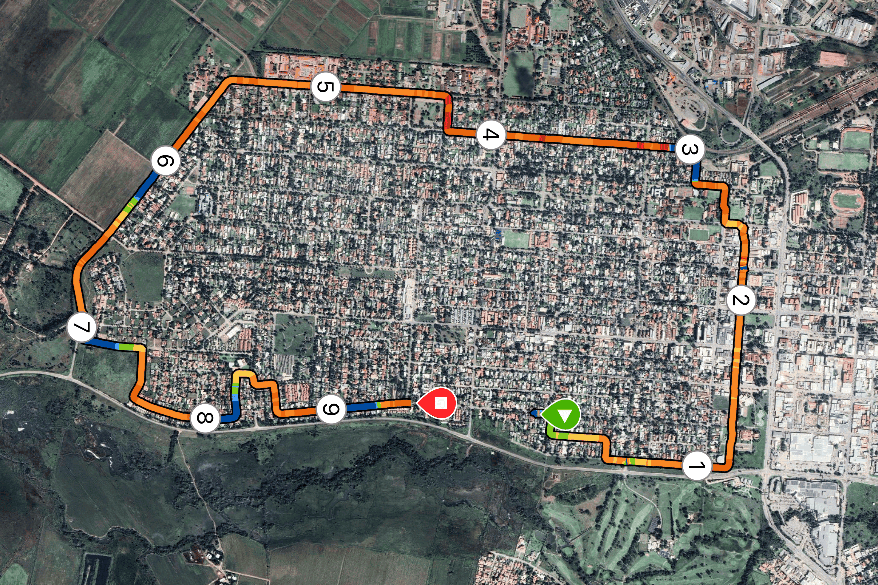My running route in Potchefstroom, South Africa, source Garmin app