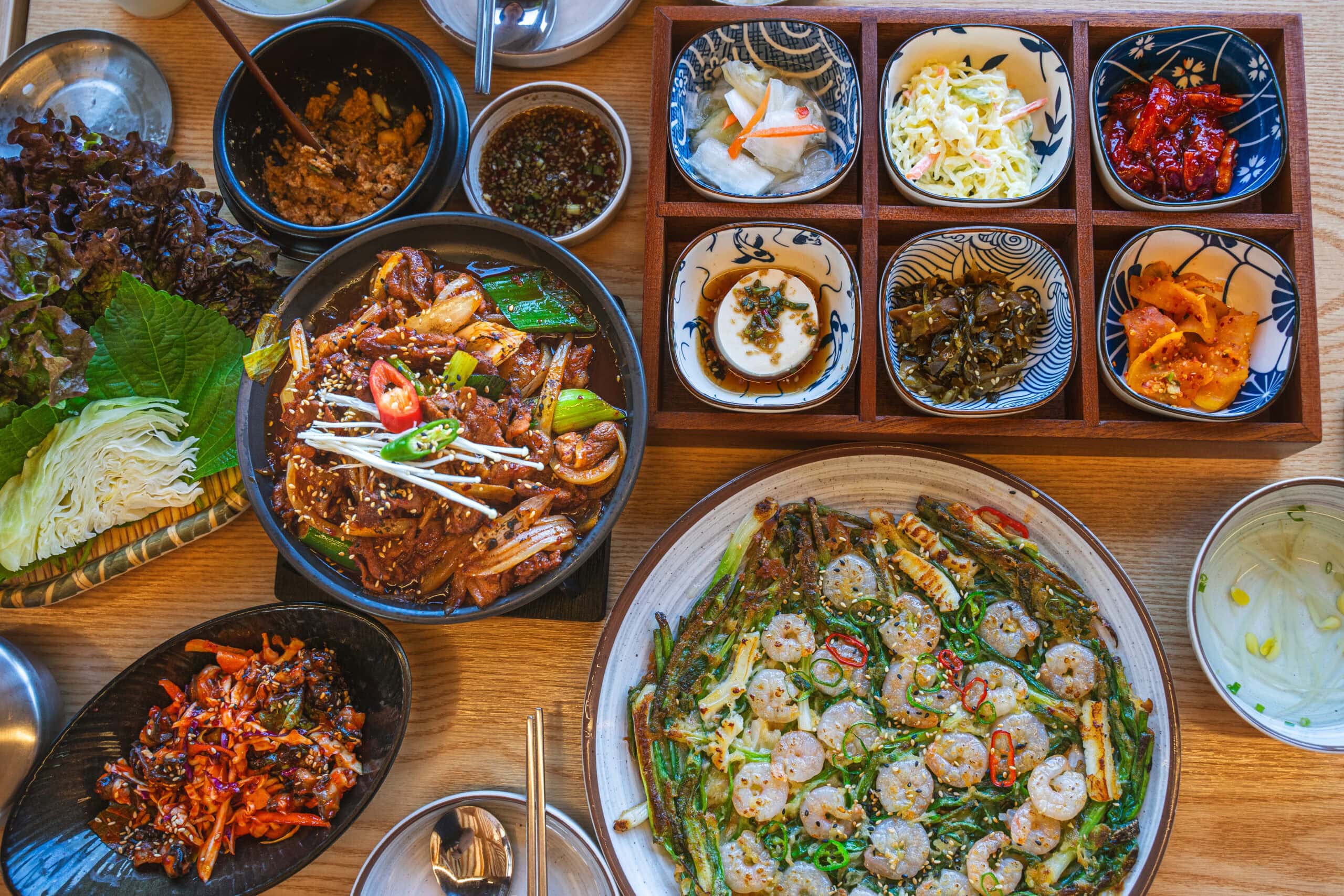 Our traditional lunch set for two people we had at Wol Gye Gwan , Gyeongju