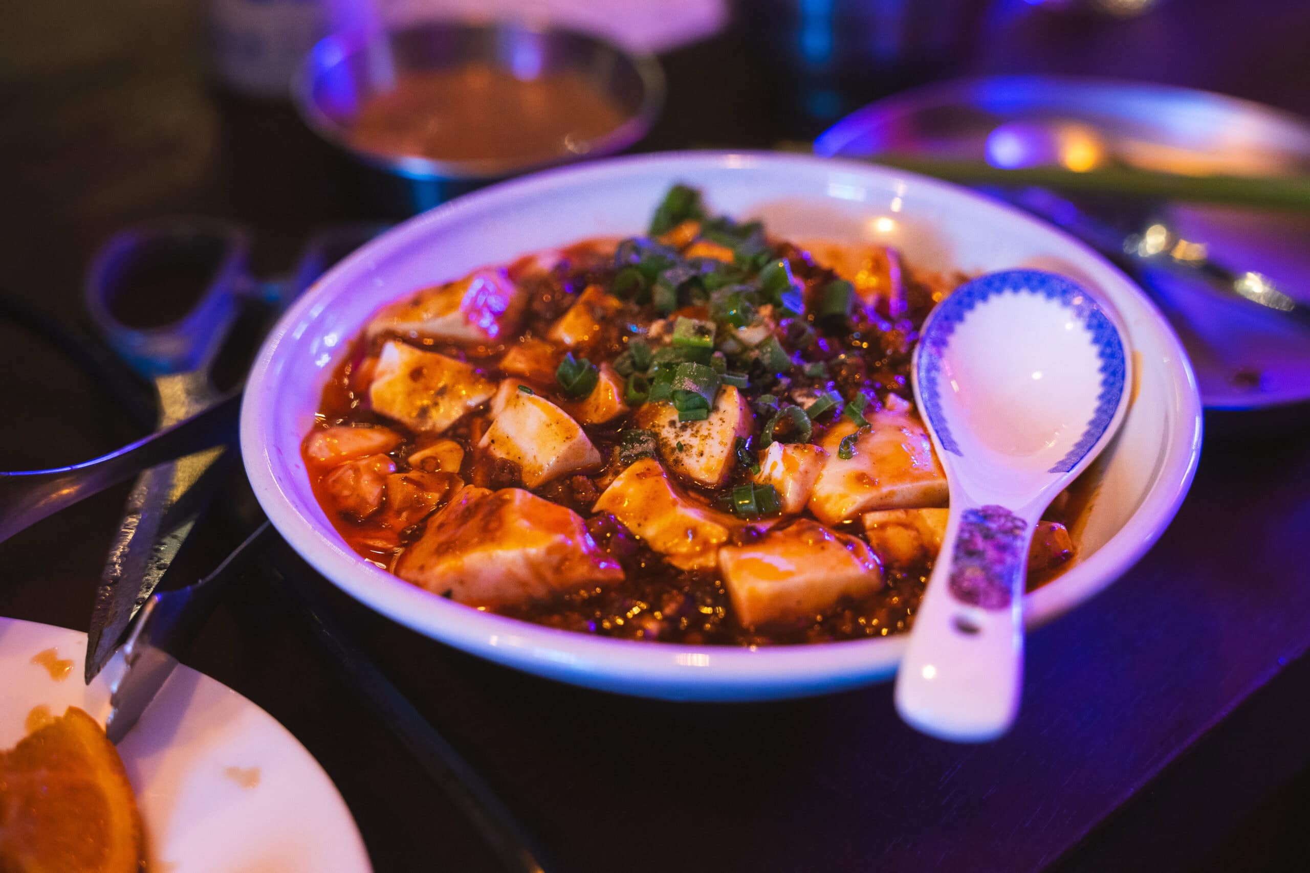 A bowl of spicy mapo tofu