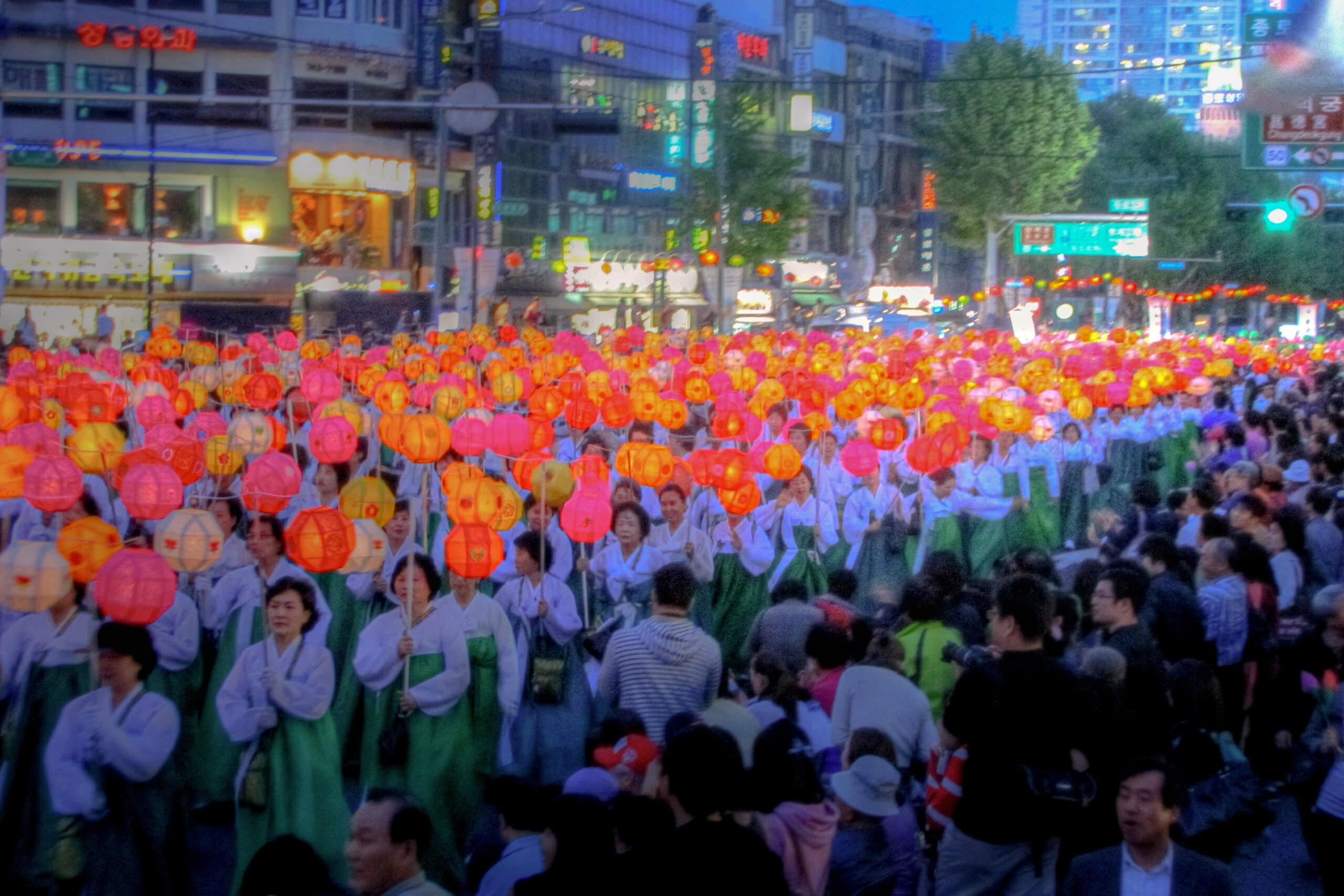 A lantern parade in Jongno during Buddha's birthday festival in Seoul
