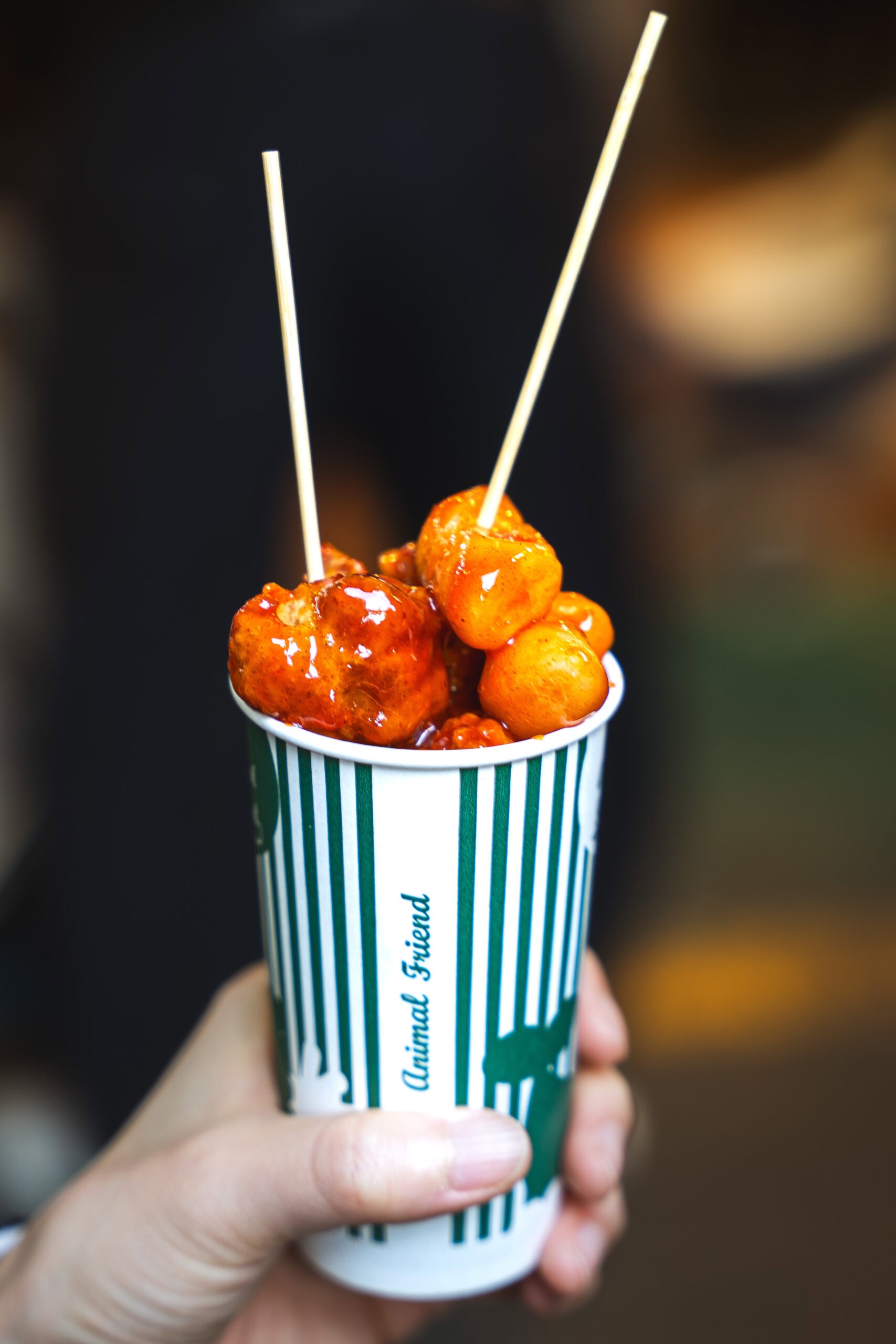 A cup of yangnyeom chicken we ate in Mangwon Market