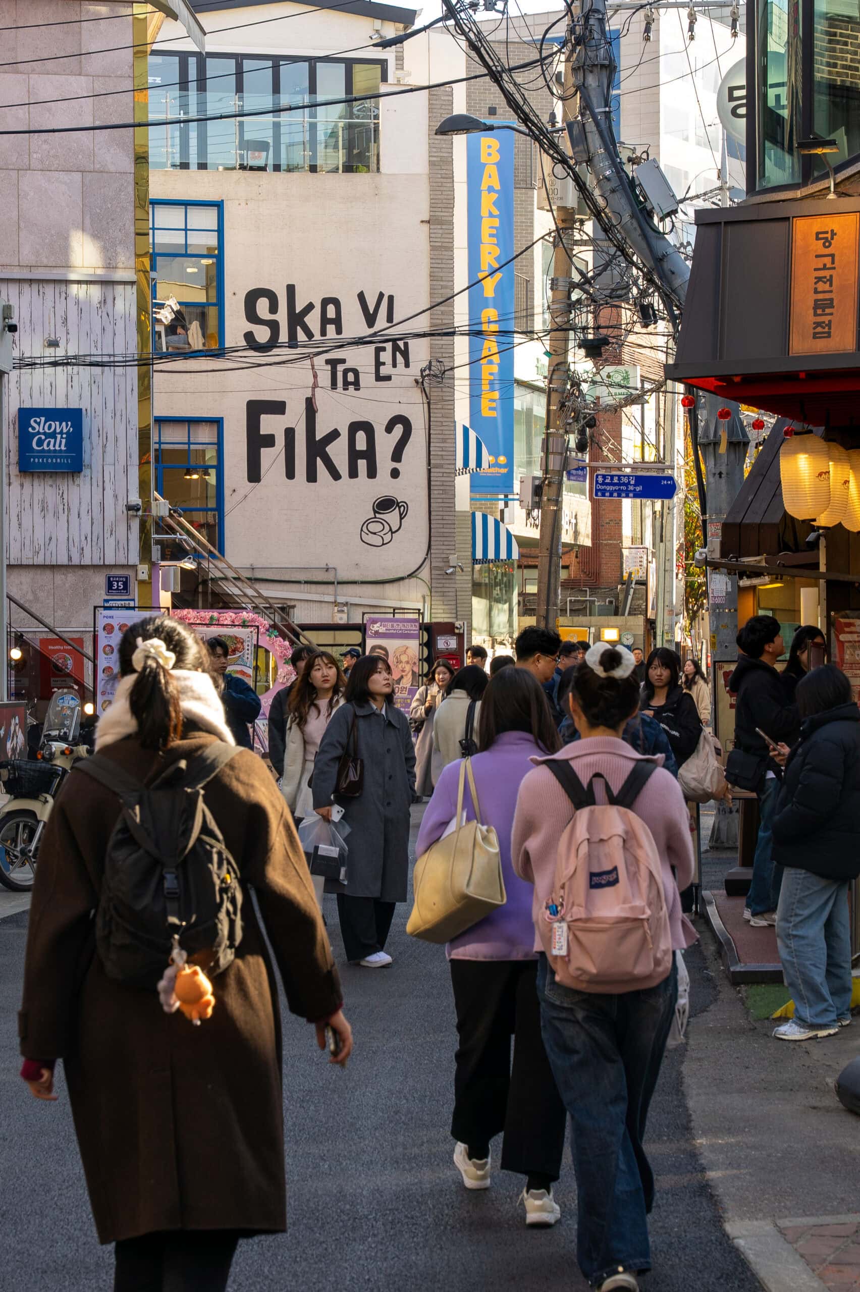 People walking on the street in Yeonnam-dong, Seoul