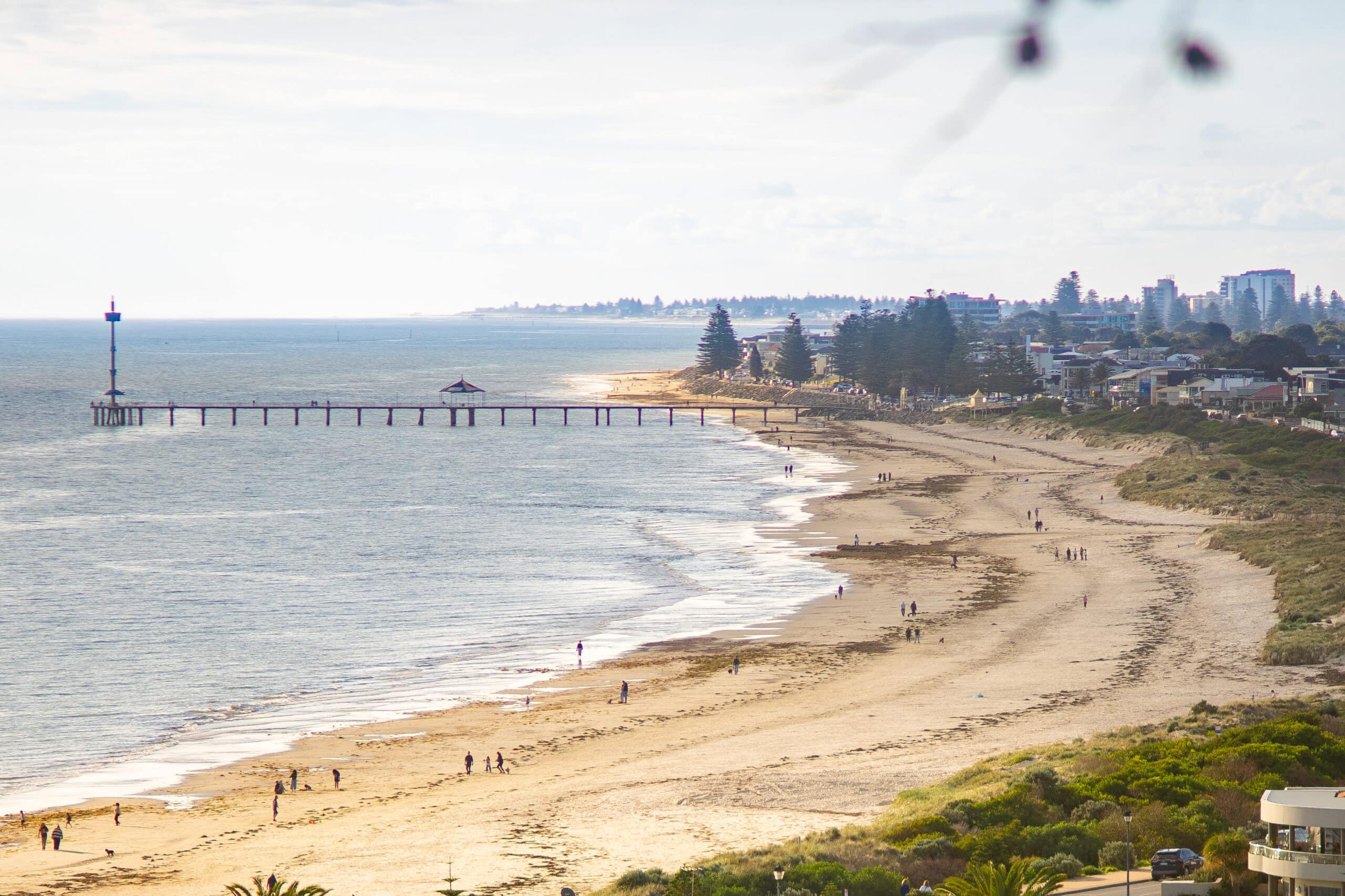 View of Brighton Beach and Brighton Jetty in Jult, seen from Marino