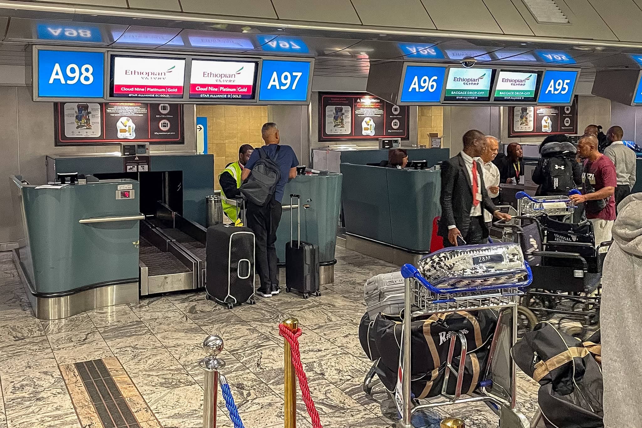 Cloud Nine Business Class check in counters at OR Tambo International airport in Johannesburg