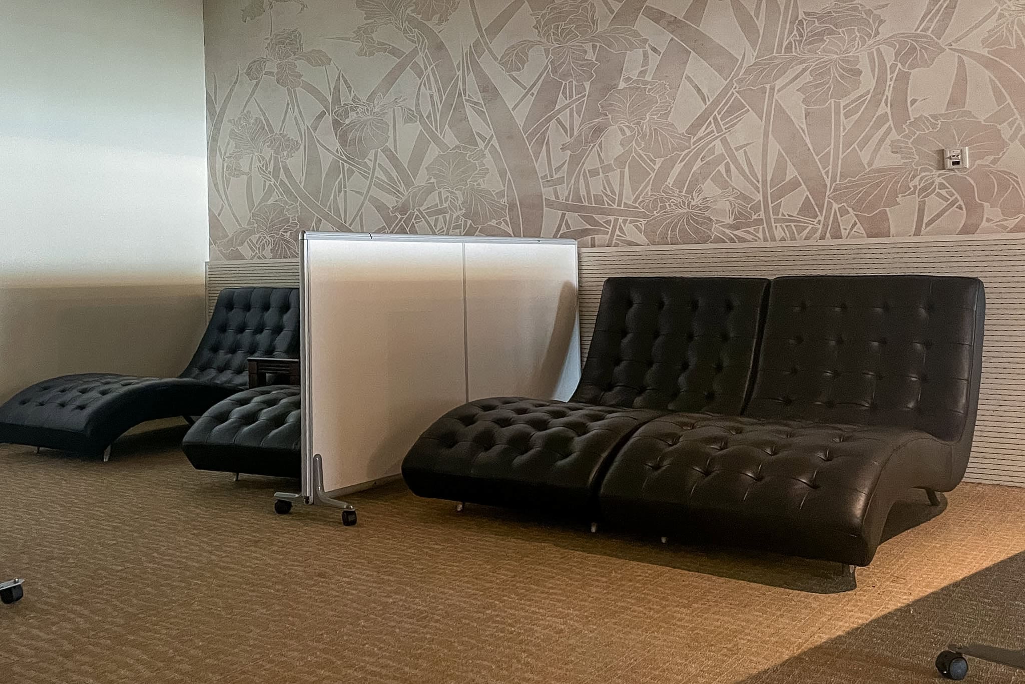 The quiet room inside the Sheba Cloud Nine Lounge at Bole Airport in Addis Ababa. 