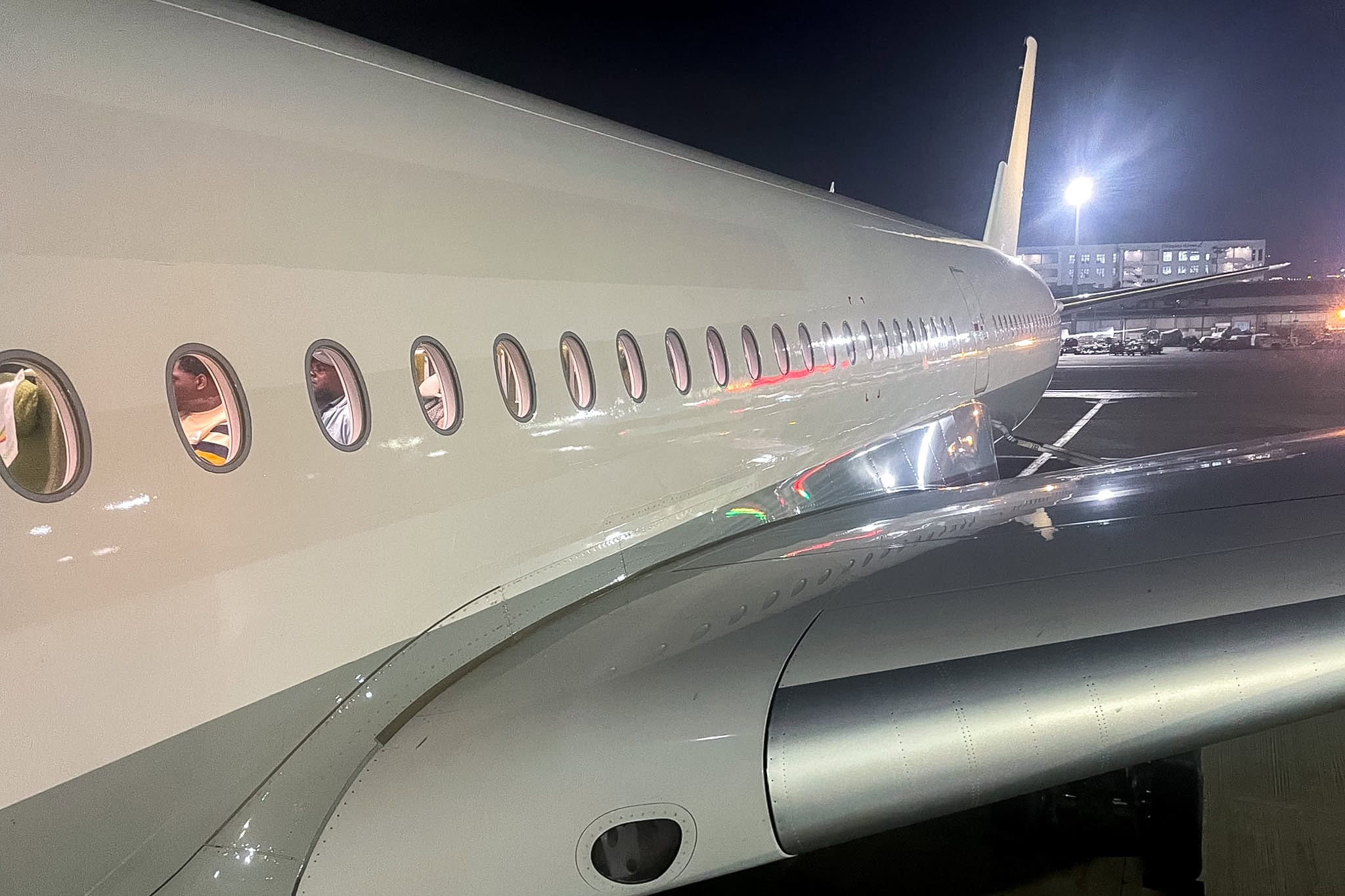 The brand new, unbranded, and completely white A350 we flew with from Addis Ababa to Seoul