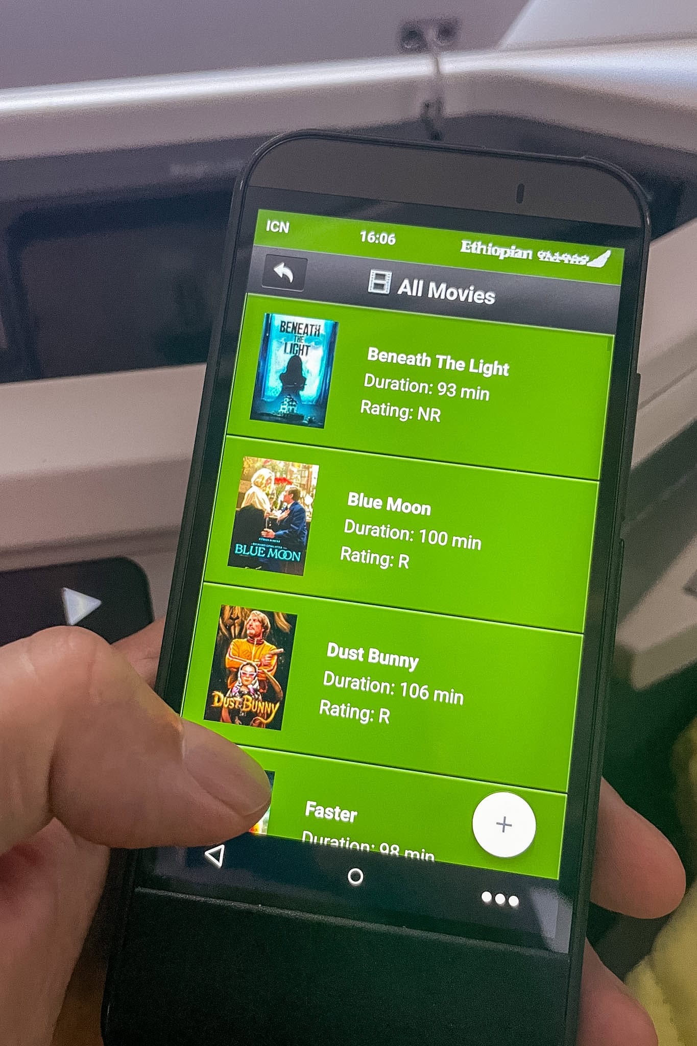 Remote console for the inflight entertainment system in Ethiopian Airlines Business Class