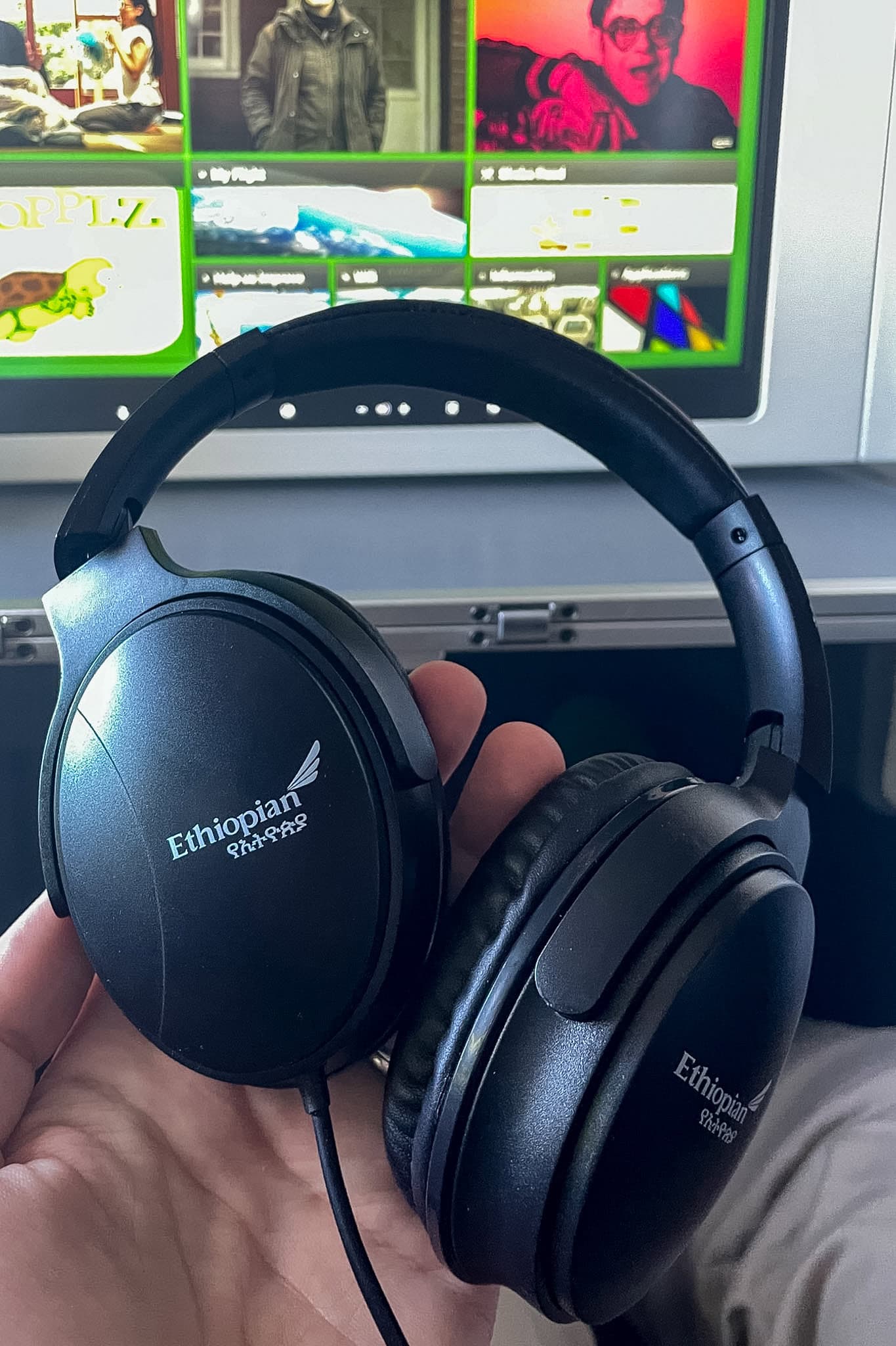 Noice cancellation headphones of Ethiopian Airlines Business Class