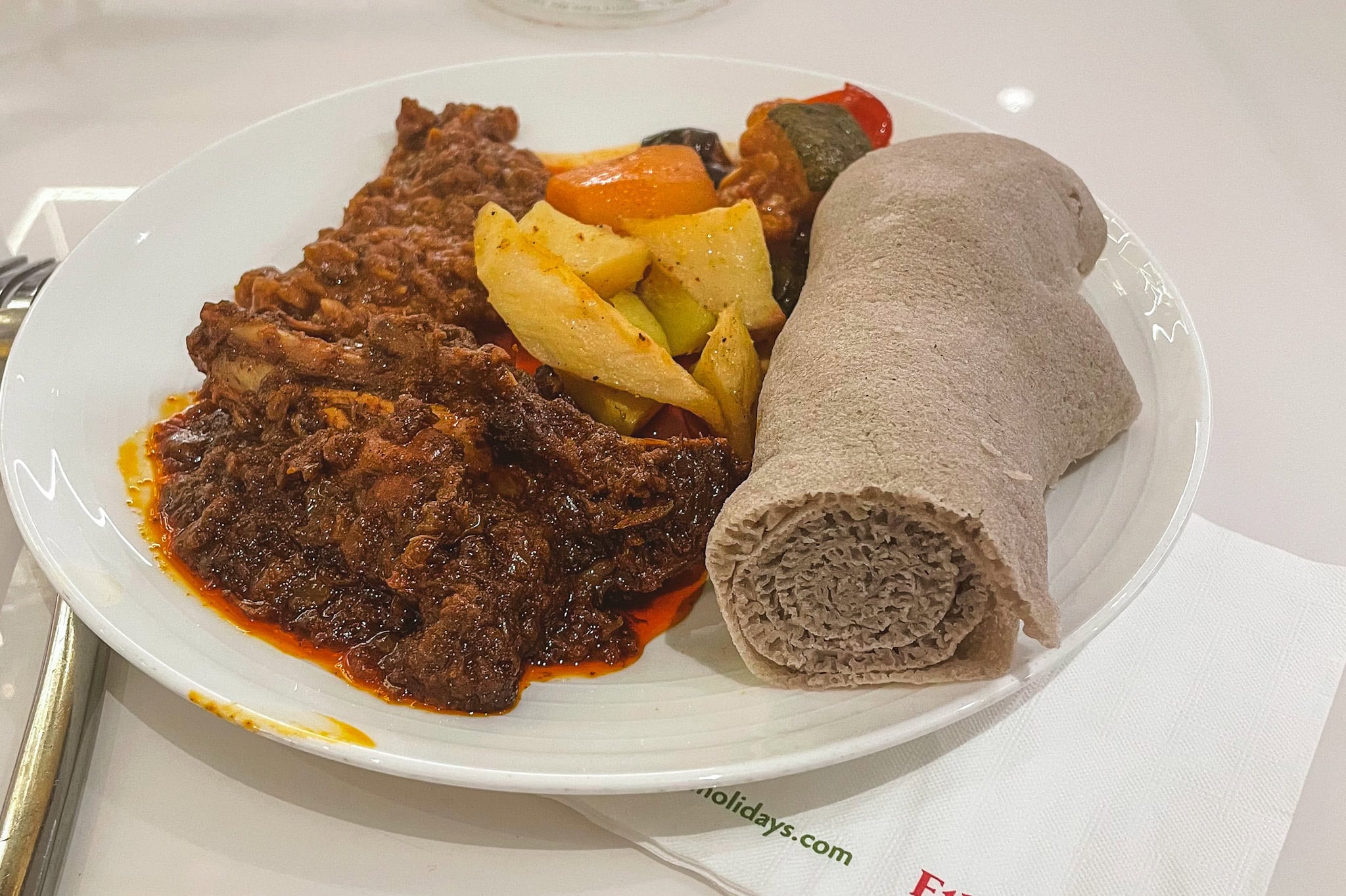 doro wat and injera I had in the Cloud 9 Lounge in Addis Ababa